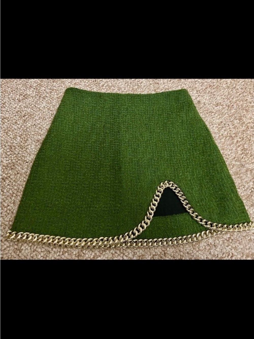 Zara Green Mini Skirt with Gold Chain Trim